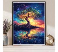 Xiaboor Diamond Painting Paisaje Diamond Painting Adultos Manualidades Punto de Cruz Diamante Arte de Cristal Kit, 5D DIY Pintura de Diamante Niños Kit Completo 20x30cm Árbol de la vida Z#-1323
