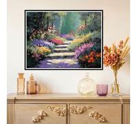 Xiaboor Kit de Pintura de Diamantes para Principiantes y Adultos, Primavera, Mosaico de Punto de Cruz con Diamantes de Resina, Manualidades DIY Creativas para Regalo, 40x50cm Sendero de flores Z#-187
