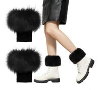 XIABYAYU Calentadores De Piernas, 1 Par Calentadores Piernas, Leg Warmers,Piel Sintética Para Mujeres Y Niñas, Tobilleras De Invierno, Negro