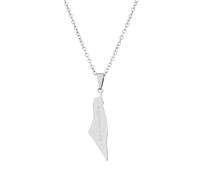 XIAFH Collar con colgante de mapa y bandera de Israel y Palestina para mujeres y niñas, de acero inoxidable, ajustable, collar de Israel, joyería étnica geométrica, regalos, talla única, Acero