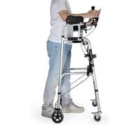 XIAGJAO Andadores verticales con asiento, 4 ruedas, plegables, con reposabrazos, frenos, ayuda para caminar para personas mayores