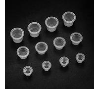 Xiaheipi 400 Piezas Tazas Tapa para Tinta de Tatuajes, Copas de Tinta de Tatuajes, Contenedores Tazas Mixto de Plástico para Pigmentos - 100 Grandes, 100 Medianas, 200 Pequeñas