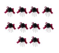 XIAHIOPT - 10 horquillas para el pelo con forma de calavera para fiesta de Halloween, plástico y poliéster, decoración para el pelo, joyería para el cabello con lazo rosa