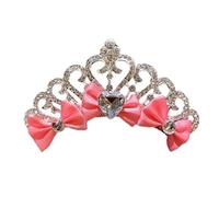 XIAHIOPT - Peine de tiaras de princesa, peine de flores para niñas, accesorio para el cabello, lazo con corazón y diamantes de imitación, diadema para mujeres y niñas