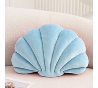 XIAIJIA Almohada Decorativa con Forma de Concha de mar, Inserto 3D, Almohada de Playa de Terciopelo Suave, decoración de océano Marino, Cojines de Almohada para sofá o Cama (Azul, 14 x 11 Pulgadas)