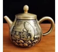 XIALON Tetera hecha a mano del estilo retro del modelo de la hervidor de cobre amarillo antiguo del 10.2cm decora