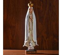 Xialuwy Estatua de la Virgen María Nuestra Señora de Fátima, estatua de resina Gracia Bendita de la Virgen María, escultura religiosa, magnífica mano de obra elaborada con gran detalle para decoración