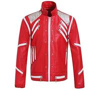 Xiami Leyuan rojo traje Biker chaqueta de cuero Cosplay para Michael Jackson chaqueta de cuero Beat it Jacket