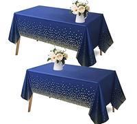 XIAMOOR Paquete de 2 manteles de plástico Azul Marino para Fiestas, Fundas de Mesa con patrón de Confeti de Puntos para mesas rectangulares, Apto para Todas Las Fiestas de cumpleaños, Bodas,