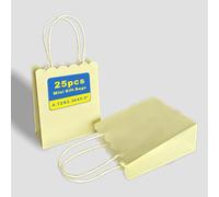 XIAMUY 25 mini bolsas de regalo amarillas para fiestas, bolsas de papel con asas, bolsas de regalo amarillas para cumpleaños, golosinas, Pascua, niños, niñas, graduación, 4.7 x 5.9 x 2.3 pulgadas