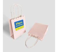 XIAMUY 25 mini bolsas de regalo rosas para fiestas, bolsas de papel rosa con asas, bolsas de regalo rosas para cumpleaños, baby shower, Pascua, niñas, graduación, 4.7 x 5.9 x 2.3 pulgadas