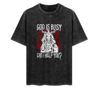 XIANG LIU JI God Is Busy Can I Help You T-Shirt Mens Unisex Black Tees S
