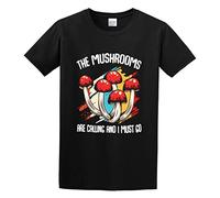 XIANG LIU JI The Mushrooms Are Calling - Funny Mycologist Saying T-Shirt Mens Unisex Black Tees L