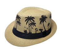 Xiang Ru Sombreros de moda Panamá Fedora para hombres y mujeres, unisex Manhattan Braid Straw Short Brim Jazz Cap Trilby Beach Sun Hat, A: marrón árbol, Taille unique