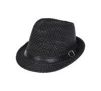 Xiang Ru Sombreros de moda Panamá Fedora para hombres y mujeres, unisex Manhattan Braid Straw Short Brim Jazz Cap Trilby Beach Sun Hat, D: negro., Taille unique