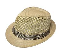 Xiang Ru Sombreros de moda Panamá Fedora para hombres y mujeres, unisex Manhattan Braid Straw Short Brim Jazz Cap Trilby Beach Sun Hat, C: marrón hueco, Taille unique