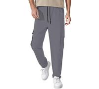 Xiangdanful Pantalones cargo largos para hombre con bolsillos, ligeros, exteriores, senderismo, vintage, pantalones chinos, holgados, para el tiempo libre, para el salón, con bolsillos, gris oscuro, M