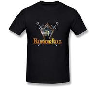 XiangGuFeiNiuWei Camiseta de manga corta unisex con logotipo de HammerFall para hombre, 100 % algodón, color negro, Negro, XL