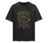 XiangGuFeiNiuWei Mumford & Sons Summer Casual Tee Short Sleeve Crew Neck Cotton Tops Unisex Washed Vintage T-Shirt Black, Negro , M