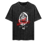XiangGuFeiNiuWei Nate Diaz Summer Casual Tee Short Sleeve Crew Neck Cotton Tops Unisex Washed Vintage T-Shirt Black, Negro , L