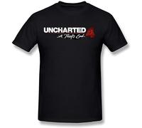 XiangGuFeiNiuWei Uncharted 4 Thiefs End Logo Unisex 100% Cotton Short-Sleeve T-Shirts Black S
