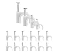 XiangJunly 400 clips de cable blancos, clips de cable redondos blancos, clips de organizador de cables, clips de pared de cable, 4 mm, 6 mm, 8 mm, 10 mm, tachuelas de alambre con clavos de acero