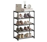 XIANGLV Zapatero de 5 niveles, pequeño, delgado, revestimiento antioxidante, adecuado para dormitorio, casa de alquiler, balcón, estante estrecho apilable para zapatos (negro)
