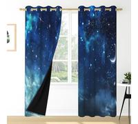 XIANGPEIFBH Cortinas térmicas aislantes con diseño de Planetas y Galaxia cósmica, Estrellas, Cielo Nocturno, para Dormitorio, decoración del hogar, 2 Unidades 100(W) x(H) 160cmx2pcs