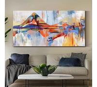 XIANGPEIFBH Impresiones en lienzo Imagen abstracta Paisaje de montaña Impresión en lienzo Arte de pared moderno Pintura abstracta colorida para decoración del hogar 75x150cm(30x60inch) Marco interno