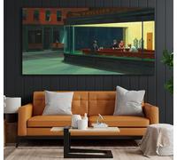XIANGPEIFBH Lienzo de Nighthawks, lienzo gigante para decoración de pared, arte de Edward Hopper, arte de pared de Nighthawks, Edward Hopper, Nighthawks 65x130cm(26x52inch) Sin marco