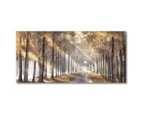 XIANGPEIFBH Pintura en lienzo con paisaje de bosque otoñal, árbol bajo el sol, póster impreso, imagen para decoración moderna de sala de estar 70x150cm(28x60inch) Marco interno