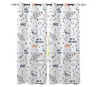 XIANGPEIFBH Universo Espacio Cohete Dibujos Animados Cortina Blanca para Sala de Estar Dormitorio Cortina Ventana Tratamiento Cortinas niños habitación Cortinas 100(W) x(H) 135cmx2pcs