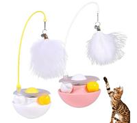 XIANGSHI Celery Pets Wobble Pet Toy with Feather & Catnip, 2025 New Tumbler Interactive Cat Toy with Bells, Safe Durable Dual Rolling Balls Rotate 360° for All Breeds of Cats (White+Pink,2*Pcs)