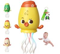 XIANGSHI Magic Electric Dancing Octopus Toy, Dancing Squid Toy, Electric Crawling Octopus Toys with LED Lighting & Music, Rechargeable Automatic Evasion for Indoor Cat Dog or Birthday Gifts (Yellow)