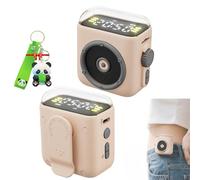 XIANGSHI Portable Clip On Wearable Bluetooth Speaker, Mini Bluetooth Speakers Wireless, Magnetic Waterproof Speaker with Clock Night Light, for Outdoor, Camping, Office, Home (Beige)