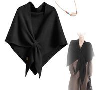 XIANGSHI Women's Solid Color Scarf, Knitted Pashmina Shawl Wraps for Women, Casual Soft Comfortable Shawl for Daily Wear (Black)