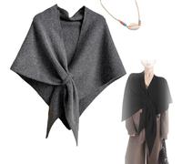 XIANGSHI Women's Solid Color Scarf, Knitted Pashmina Shawl Wraps for Women, Casual Soft Comfortable Shawl for Daily Wear (Dark Gray)