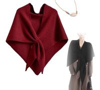 XIANGSHI Women's Solid Color Scarf, Knitted Pashmina Shawl Wraps for Women, Casual Soft Comfortable Shawl for Daily Wear (Red)