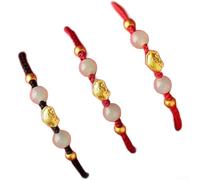 Xiangyun Fu Lock - Pulsera ajustable de cuerda roja para mujer con estilo de pareja que incorpora trenzado antiguo y carácter Fu para energía positiva (rojo vino)