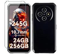 Xiangyun Funda para Blackview Fort 2 Carcasa con 1 Pieza Protector de Pantalla Cristal Templado - Silicona Negro TPU Protección Anti-Choque, Anti-Arañazos Case (6.56")
