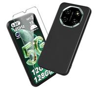 Xiangyun Funda para Blackview Shark 6 Carcasa con 1 Pieza Protector de Pantalla Cristal Templado - Silicona Negro TPU Protección Anti-Choque, Anti-Arañazos Case (6.88")