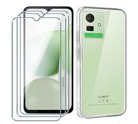 Xiangyun Funda para Cubot Note 50 Carcasa + 3 X Cristal Templado Membrana Película Protectora - Silicona Transparente Suave TPU Bumper Case Estuche Caso (6.56" Clear)