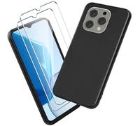 Xiangyun Funda para Doogee N55 Pro/Doogee N55/Doogee N55 Plus Carcasa + 2 X Cristal Templado Membrana Película Protectora - Silicona Negro Suave TPU Bumper Case Estuche Caso (6.56")