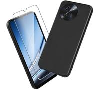 Xiangyun Funda para Doogee Note 59/Note 59 Pro/Note 59 Pro+ Carcasa con 1 Pieza Protector de Pantalla Cristal Templado - Silicona Negro TPU Protección Anti-Choque, Anti-Arañazos Case (6.75")
