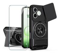 Xiangyun Funda para Honor 600 Lite 5G (6.6") con Cristal Templado, Carcasa Protectora Militar Resistente a Los Golpes con Cubierta Deslizante para la Cámara y Soporte Metálico de 360° - Negro