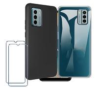 Xiangyun Funda para Nokia G22 1* Transparente + 1* Negro Carcasa + 2 X Cristal Templado Membrana Película Protectora - Silicona Suave TPU Bumper Case Estuche Caso (6.5")