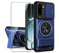 Xiangyun Funda para OnePlus 15R (6.83") con Cristal Templado, Carcasa Protectora Militar Resistente a Los Golpes con Cubierta Deslizante para la Cámara y Soporte Metálico de 360° - Azul