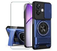 Xiangyun Funda para OPPO A40 / OPPO A60 5G (No para OPPO A60 4G) con Cristal Templado, Carcasa Militar Resistente a Los Golpes con Cubierta Deslizante para la Cámara y Soporte Metálico de 360° - Azul