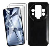 Xiangyun Funda para Oukitel WP200 Pro Carcasa con 1 Pieza Protector de Pantalla Cristal Templado - Silicona Negro TPU Protección Anti-Choque, Anti-Arañazos Case (6.7")