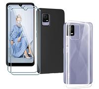 Xiangyun Funda para TCL 405 1* Transparente + 1* Negro Carcasa + 2 X Cristal Templado Membrana Película Protectora - Silicona Suave TPU Bumper Case Estuche Caso (6.5")